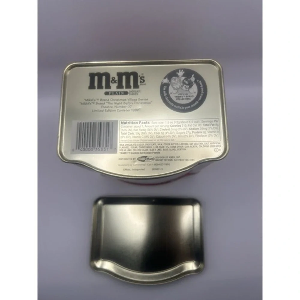 2-PC‎ M&Ms Brand Christmas Village Metal Tin Canisters Limited Edition